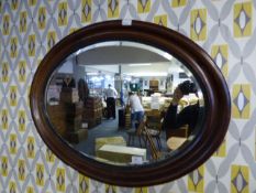 Oval Bevelled Wood Framed Wall Mirror