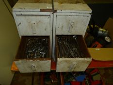 Pair of Three Drawer Tool Chests Containing Assorted Spanners, Sockets and other Tools, Etc