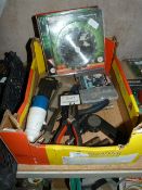 Box Containing Various Hand Tools, Saw Blades, Washers, Etc