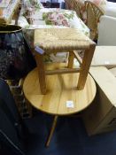 Small Pine Stool and a Pine Tripod Table