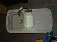 Inset Acrylic Bowl and a Half Sink with Swan Neck Antique Brass Tap