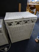 White Painted Basket Linen Box with Contents