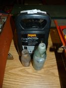 Halfords Battery Charger and Two Victorian Bottles