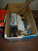 Box of Assorted Tools Extension Leads, Etc