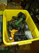 Box of Assorted Cordless Power Tools