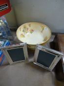 Crown Devon Fruit Bowl with a Pair of Plated Photo Frames