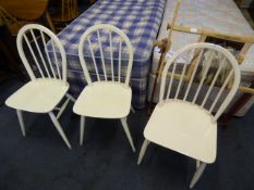 Three White Painted Kitchen Chairs