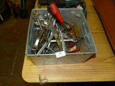 Galvanised Box Containing Various Spanners