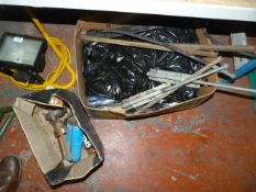 Box Containing Assorted Cold Chisels, Bolts, Camping Gas Stove, Etc