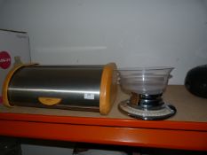 Brabantia Stainless Steel Bread Bin and a Set of Salter Scales
