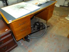Mahogany Double Pedestal Shaped Desk with Inlet Leather Top