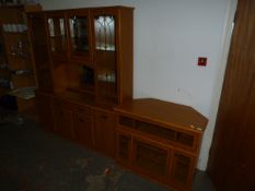 Mirrored Back Glazed Display Unit over Cupboards and Drawers with Matching Home Entertainment Unit
