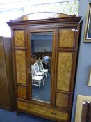 Walnut and Mahogany Single Wardrobe