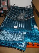 Turquoise Beaded Throw and a Chrome Fruit Basket