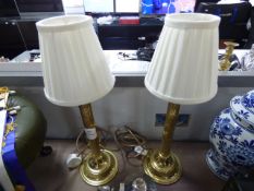Pair of Brass Column Table Lamps