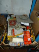 Box Containing Assorted Glue Sticks, Hand Tools, Drills, Etc