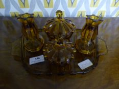 Amber Glass Dressing Table Set