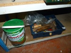 Blue Plastic Tool Box Containing Assorted Hand Tools