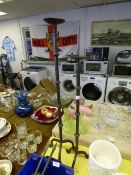 Pair of Wrought Iron Candle Holders, Etc