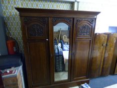 Large Mahogany Two Door Mirrored Wardrobe