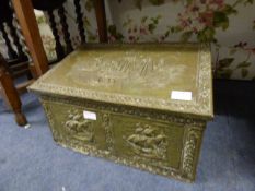 Brass Slipper Box and Contents