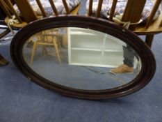 Mahogany Framed Oval Bevelled Wall Mirror