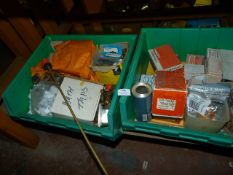 Two Boxes Containing Assorted Hilty and Other Screws, Fixings, Plumbing Accessories, Etc
