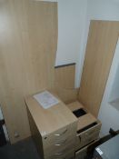 Flat Pack L-Shaped Desk with Drawer Pedestal and Stand Alone Four Drawer Pedestal