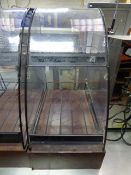 2 Tier Glass Display Unit on Wooden Base