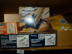 *3 Record Mitre Cutting Clamps, Bench Stop and a Box of Collars