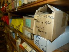 *Nine Boxes Containing Bronzed and Other Rising Butt Hinges, Etc