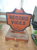 *Record Vices Made in England Cast Iron Sign