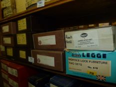 *Eleven Boxes of Lever Latch Furniture in Victorian Polished Brass and Others