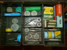*Contents of Three Drawers Which Includes Whitworth Taps and Dies 9/16-1.25