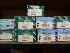 *Nine Boxes of Sloted Round Head Black Japanned Wood Screws