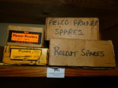 *Four Boxes of Flower Pruners, Roll Cut Spurs, Etc