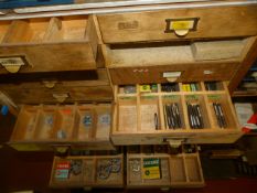*Seventeen Drawers Containing Metric Taps and Dies 2mm-30mm