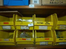 *Ten Linbins Containing Assorted Case Box and Clips, Fastenings, Etc