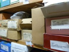 *21 Boxes of Shepherds and Other Brass Drawer Pulls, Flush Pulls, Etc