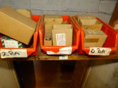 *3 Lin Bins Containing Brass and Steel Machine Screws with Nuts