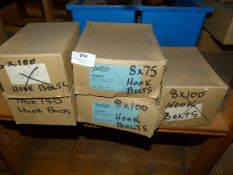 *Five Boxes of Steel Hook Bolts in Various Sizes
