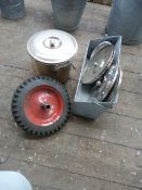 *Stainless Steel Bucket with Cover, Painter and Decorators Paint Tray, Wheelbarrow Wheel, Etc