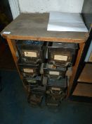 *10 Drawers Containing Assorted Carpet Tacks, Etc