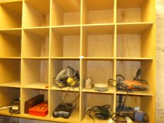 *Contents of Pigeon Holes Which Includes Early Oil Can, Assorted Power Tools, Toolboxes, Etc