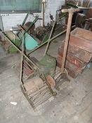 *Three Push Along Lawnmowers and a Ransomes Collector Box