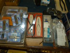 *7 Pairs of Assorted Long Nose Pliers, Bahco Spares, Monodex Cutters Etc