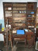 *Antique Pine Dresser fitted with Leg Vice, Assorted Spare Handles, Tools, Various Components,