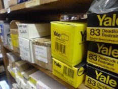 *Thirteen Boxes of Assorted Yale and Asec Deadlatches Security Door Locks, Etc