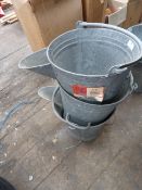 *Three Eliza Tinsley 3 Gallon Galvanised Tar Buckets