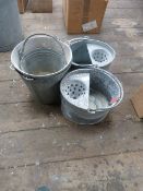 *Two Galvanised Mop Buckets and Three Galvanised Pails in Various Sizes